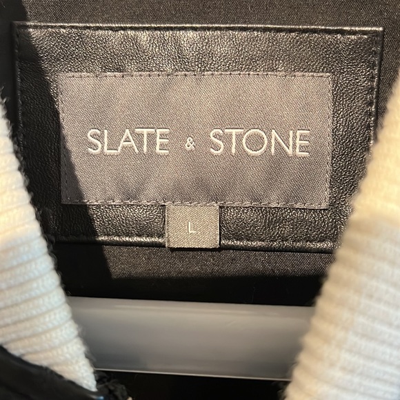 Mens Slate & Stone leather bomber - Picture 2 of 4